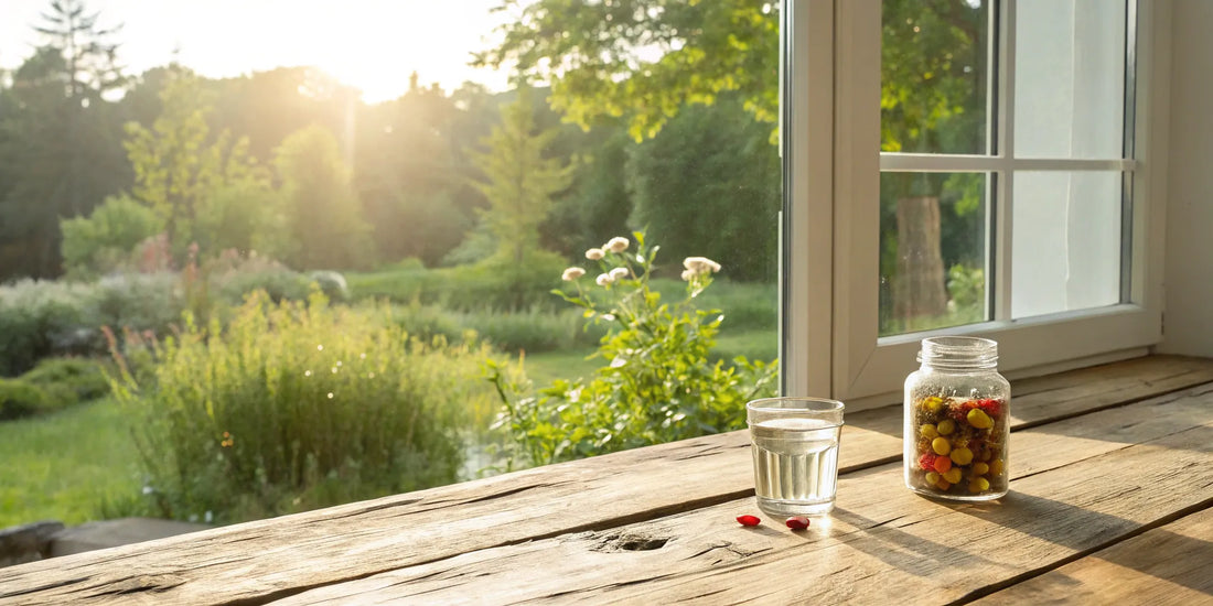 A jar of vitamins for memory support in adults.