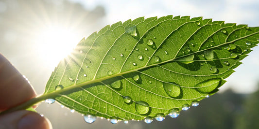 A vibrant green leaf, representing natural supplements to improve mitochondrial function.